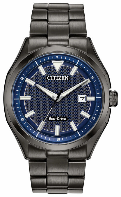 Citizen New - Citizen WDR Eco-Drive Black Blue Dial Stainless Steel Watch