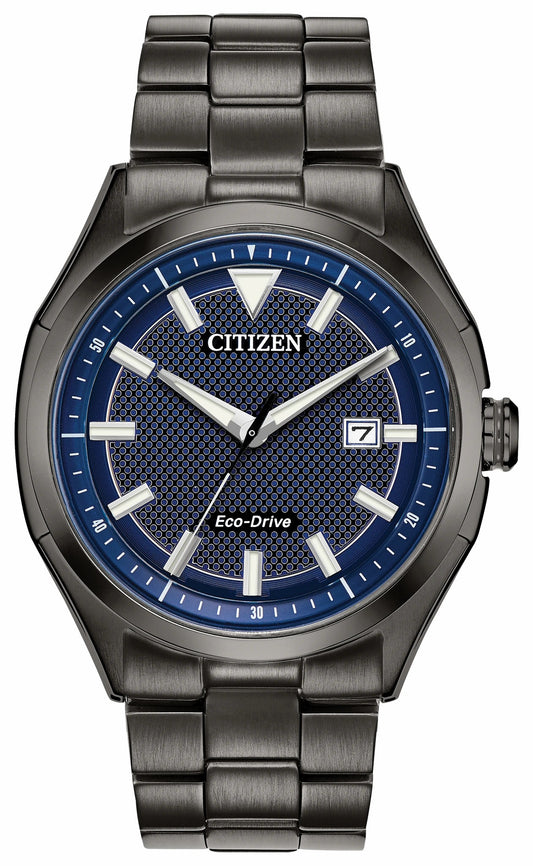 Citizen New - Citizen WDR Eco-Drive Black Blue Dial Stainless Steel Watch
