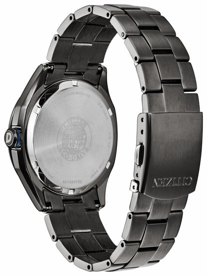 Citizen New - Citizen WDR Eco-Drive Black Blue Dial Stainless Steel Watch